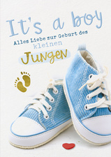 Geburtskarte "Blaue Turnschuhe"