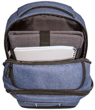 Symbolbild: Notebook-Rucksack Denim, geöffnet