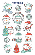  Weihnachts-Tattoos "Schneemann"