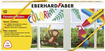 Fenster-Wachsmalkreide COLORI, 12er Kartonbox