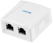 Anschlussdose Kat.6A mit Aufputzbox, 2 x RJ45