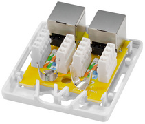 Anschlussdose Kat.6A mit Aufputzbox, 2 x RJ45