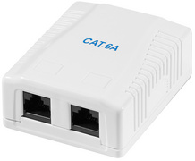 Anschlussdose Kat.6A mit Aufputzbox, 2x RJ45