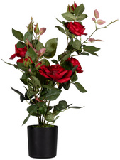 Plante artificielle "rosier", rouge
