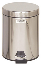 Poubelle à pédale, ronde, 5,6 litres, argent