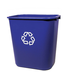   Kunststoff-Papierkorb, 39 Liter, blau mit Recycling-Logo