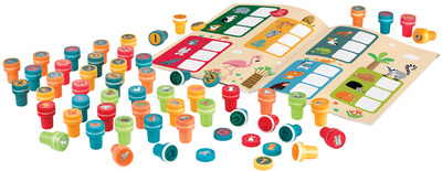 Coffret de 52 tampons "Lettres & Animaux", contenu