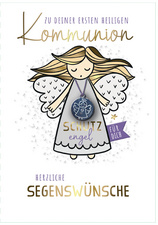 Kommunionskarte "Engel mit Anhänger"