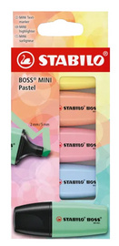 Surligneur BOSS(R) MINI Pastel, étui carton de 5