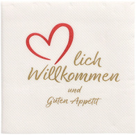 Cocktail-Servietten "PUNTO", "Herzlich Willkommen", 200 x 200 mm