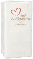 Cocktail-Servietten "PUNTO", "Herzlich Willkommen", 200 x 200 mm, Verpackung