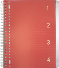 Cahier à spirale 4en1, rouge