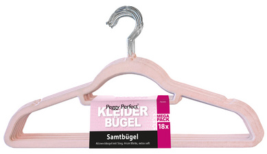 Kleiderbügel "Samtbügel" mit Steg, rosa