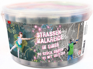 Craie de trottoir avec paillettes, seau en plastique de 50