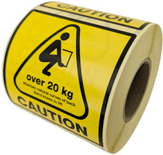 Hinweis-Etiketten "CAUTION over 20 kg"