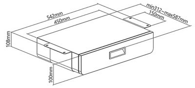 Unterbau-Schreibtischschublade, Abmessungen