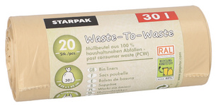 Sac poubelle "Waste-to-Waste", avec poignée, 30 litres