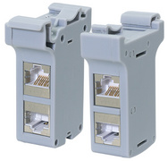 Hutschienen-Adapter mit 2 Kat.6A Inline-Kupplungen