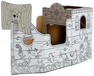   Carton de jeu BATEAU DE PIRATES, en carton ondulé