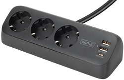 Klemmbare Steckdosenleiste, schwarz