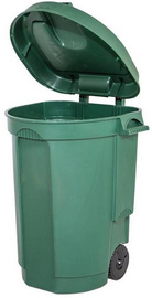    Poubelle, avec couvercle ouvert