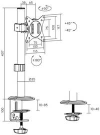  Bras support pour écran, dimensions