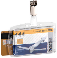 Symbolbild: Namensschilder Hartbox mit Clip, für 2 Karten