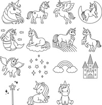  Motivstempel-Set "Einhorn", Motive