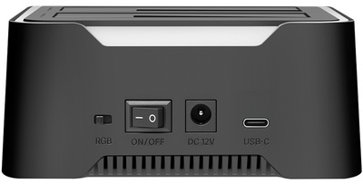  USB 3.2 Gen1 Dual Festplatten Docking Station, Rückansicht