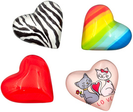 Aimant en forme de coeur, 4 motifs