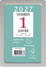 Ephéméride neutre sous boîtier, 65 x 97 mm